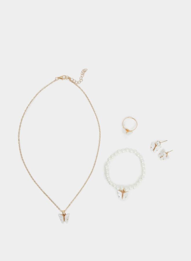 Styli Butterfly Necklace with Bracelet and Ring with Earrings Set - Image 1